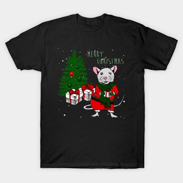 merry christmas rat mouse ugly xmas T-Shirt by gossiprag